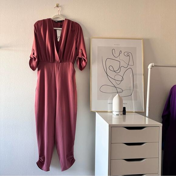 NWT ZARA BELTED WRAP JUMPSUIT - Picture 2 of 15